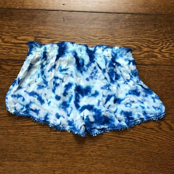 Raga Blue   White Tie Dye Pull On Boho Shorts XS