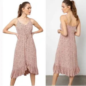 Rails Frida rose spotted lined midi dress Medium