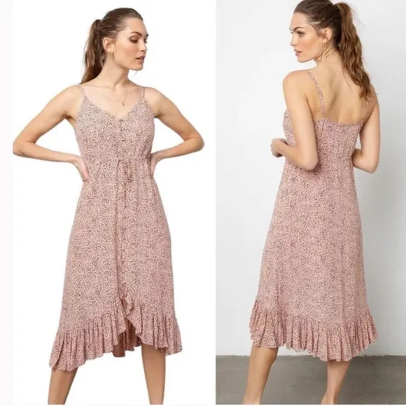 Rails Frida rose spotted lined midi dress Medium