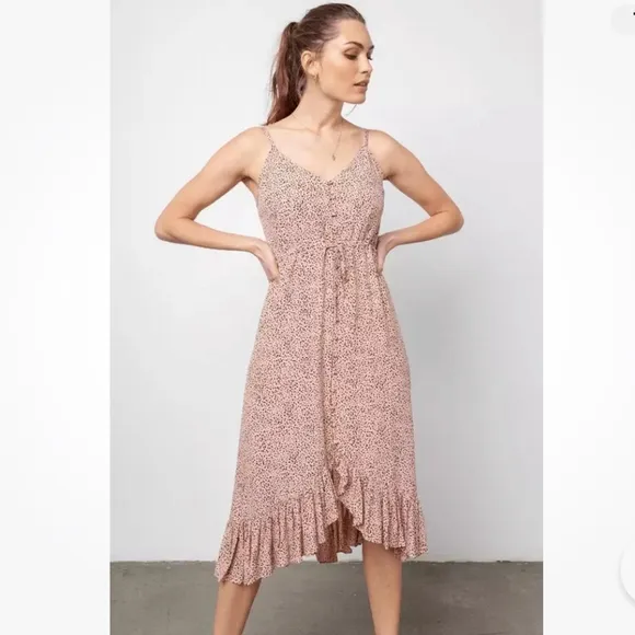 Rails Frida rose spotted lined midi dress Medium