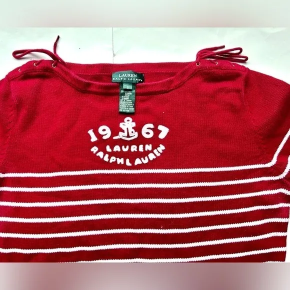 Ralph Lauren 1967 sweater cotton red white stripe nautical boat neck