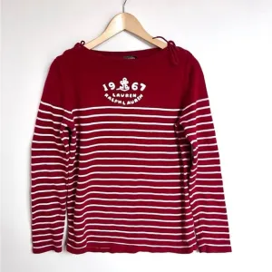 Ralph Lauren 1967 sweater cotton red white stripe nautical boat neck