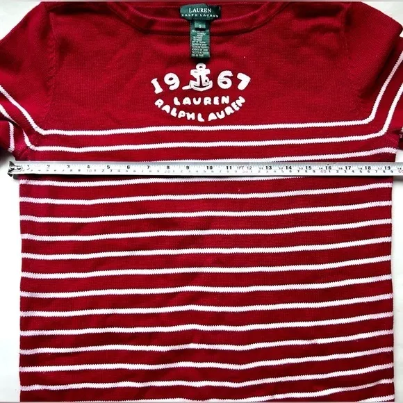 Ralph Lauren 1967 sweater cotton red white stripe nautical boat neck