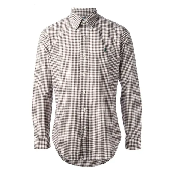 Ralph Lauren Brown &amp; White Checkered Button-Down Shirt
