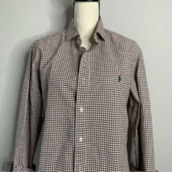 Ralph Lauren Brown &amp; White Checkered Button-Down Shirt