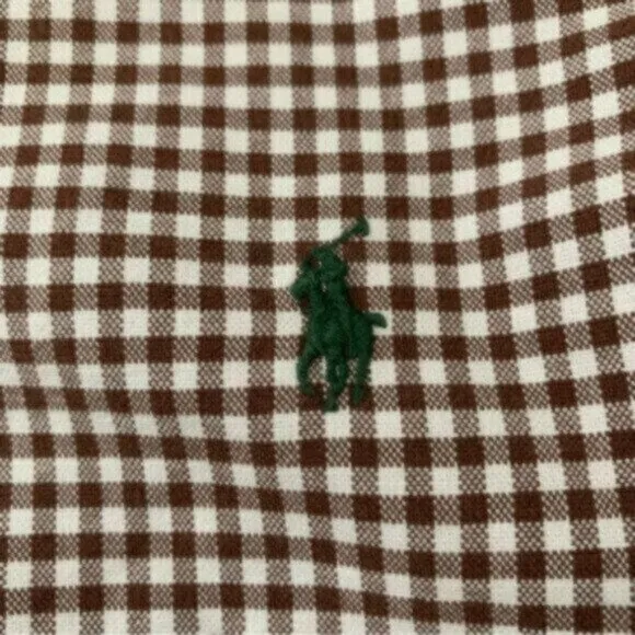 Ralph Lauren Brown &amp; White Checkered Button-Down Shirt