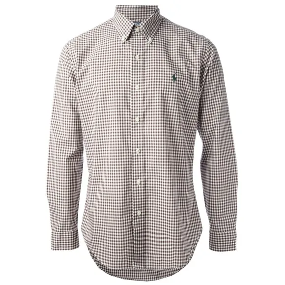 Ralph Lauren Brown &amp; White Checkered Button-Down Shirt
