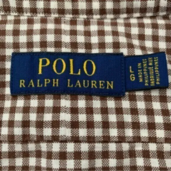 Ralph Lauren Brown &amp; White Checkered Button-Down Shirt