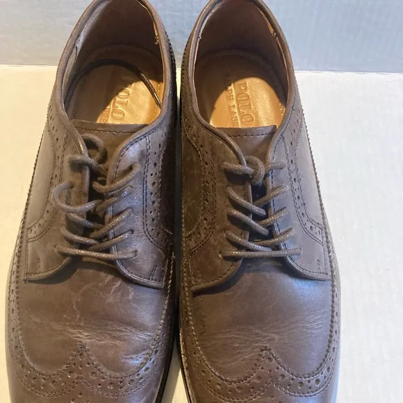 Ralph Lauren Classic Brown Leather Men's Brogues Formal Shoes Size 9.5