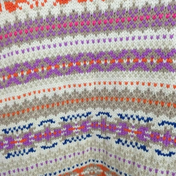 Ralph Lauren LRL Fair Isle Knit Tunic Sweater 1X Boat Neck Cream Colorful New