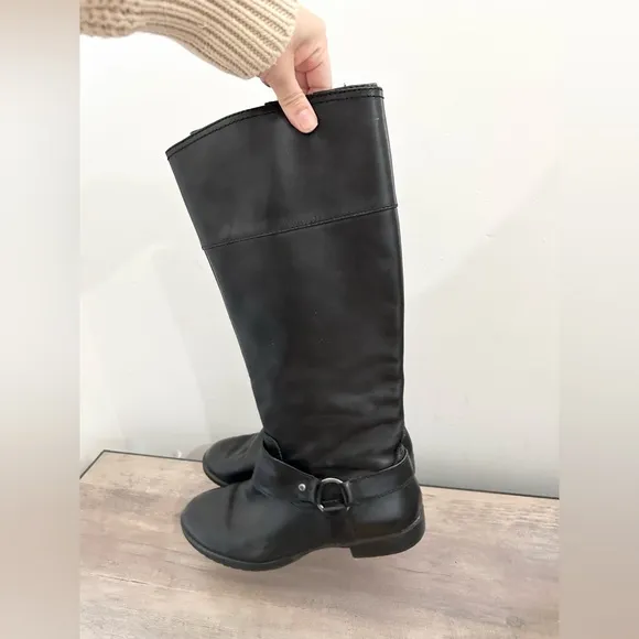 Ralph Lauren Sulita RLL Boots Knee High Black Leather Riding Shoes Womens Sz 7.5