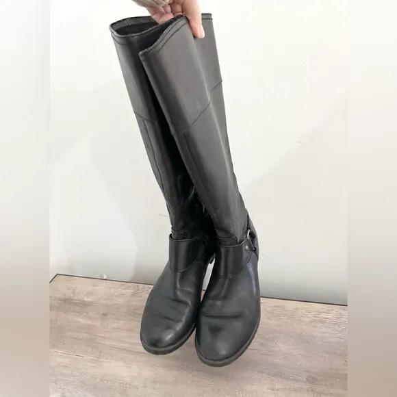 Ralph Lauren Sulita RLL Boots Knee High Black Leather Riding Shoes Womens Sz 7.5