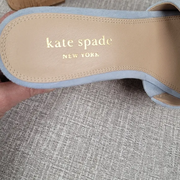 RARE Kate Spade New York Ibiza Blue Suede Cork Platform Sandals Size 8 Shoes