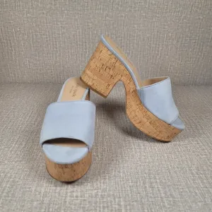 RARE Kate Spade New York Ibiza Blue Suede Cork Platform Sandals Size 8 Shoes