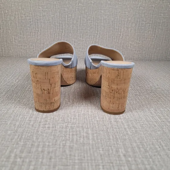 RARE Kate Spade New York Ibiza Blue Suede Cork Platform Sandals Size 8 Shoes