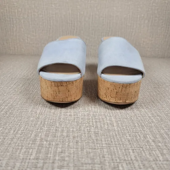RARE Kate Spade New York Ibiza Blue Suede Cork Platform Sandals Size 8 Shoes