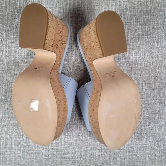 RARE Kate Spade New York Ibiza Blue Suede Cork Platform Sandals Size 8 Shoes