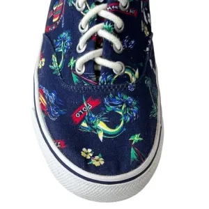 RARE POLO RALPH LAUREN HARPOON TROPICAL Multi Canvas Tennis Boat Shoes Size 8 D
