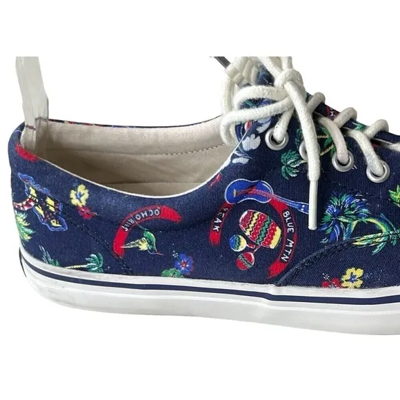RARE POLO RALPH LAUREN HARPOON TROPICAL Multi Canvas Tennis Boat Shoes Size 8 D