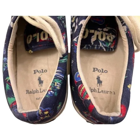 RARE POLO RALPH LAUREN HARPOON TROPICAL Multi Canvas Tennis Boat Shoes Size 8 D