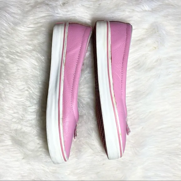 Rare Vans Women’s Slip On Pink Leather Shoes Size 6.5