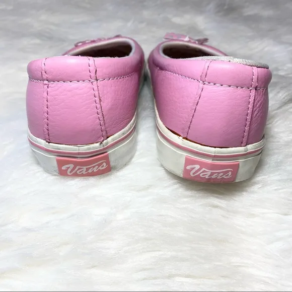 Rare Vans Women’s Slip On Pink Leather Shoes Size 6.5
