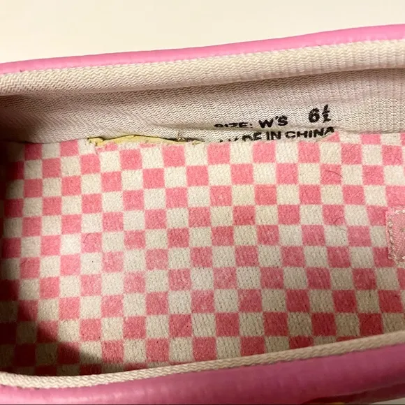 Rare Vans Women’s Slip On Pink Leather Shoes Size 6.5