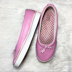 Rare Vans Women’s Slip On Pink Leather Shoes Size 6.5