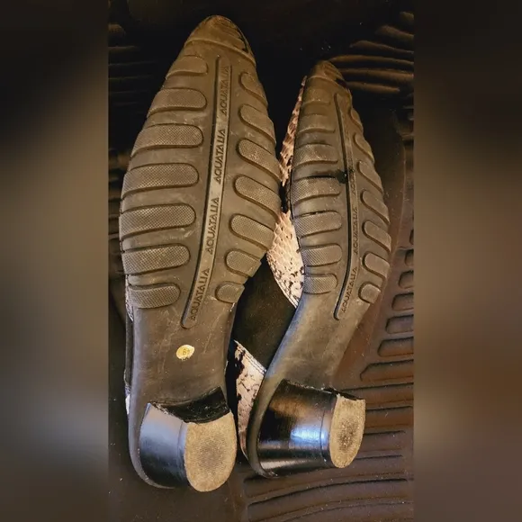 RARE Vintage Aquatalia Snakeskin Pointed Toe Slip On Shoes Mules
