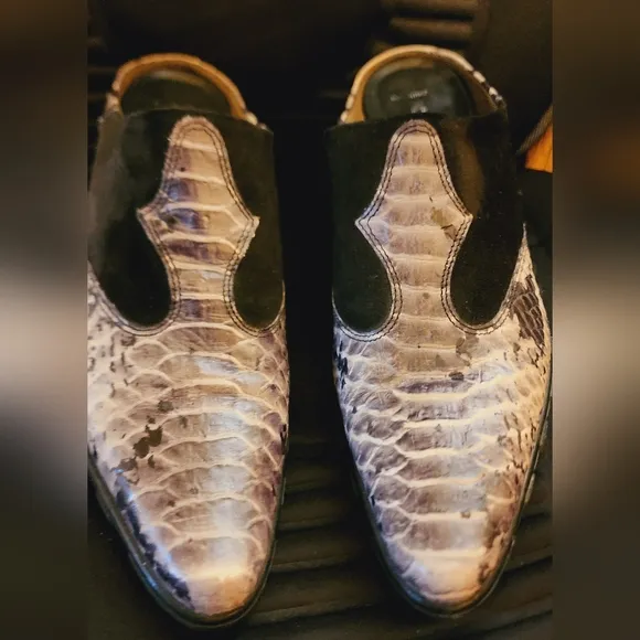 RARE Vintage Aquatalia Snakeskin Pointed Toe Slip On Shoes Mules