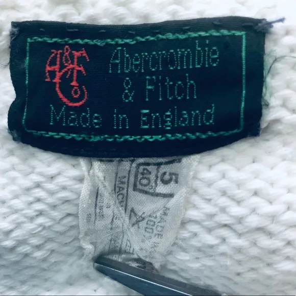 Rare VTG Abercrombie &amp; Fitch Cotton Palm Trees Sail Boat England Sweater Size L
