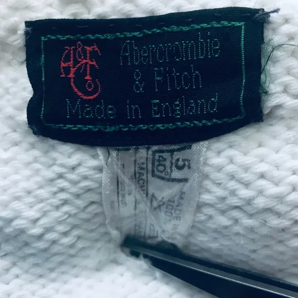 Rare VTG Abercrombie &amp; Fitch Cotton Palm Trees Sail Boat England Sweater Size L