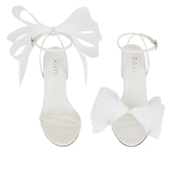 Raye Bubbly High Heels in Ivory 8 New with Box Womens Bridal Bow Sandals
