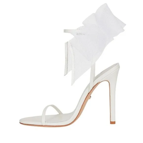 Raye Bubbly High Heels in Ivory 8 New with Box Womens Bridal Bow Sandals