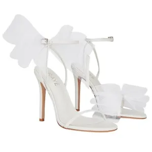 Raye Bubbly High Heels in Ivory 8 New with Box Womens Bridal Bow Sandals