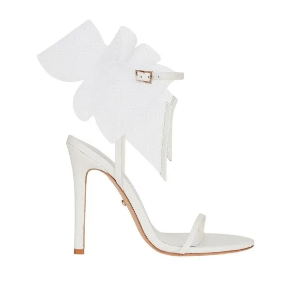 Raye Bubbly High Heels in Ivory 8 New with Box Womens Bridal Bow Sandals