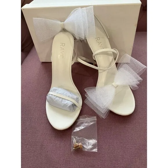 Raye Bubbly High Heels in Ivory 8 New with Box Womens Bridal Bow Sandals