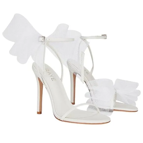 Raye Bubbly High Heels in Ivory 8 New with Box Womens Bridal Bow Sandals