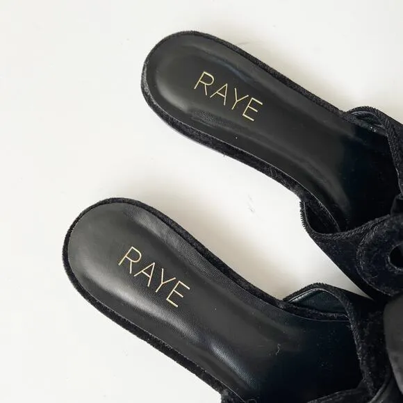 RAYE Magnolia Slide Black Velvet Pointed Toe Slip On Slides Dressy Flats Bows 9