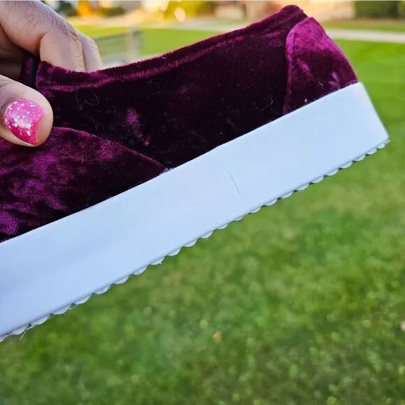 Rebecca Minkoff Stacey Studded Burgandy Velvet Slip On Sneakers.