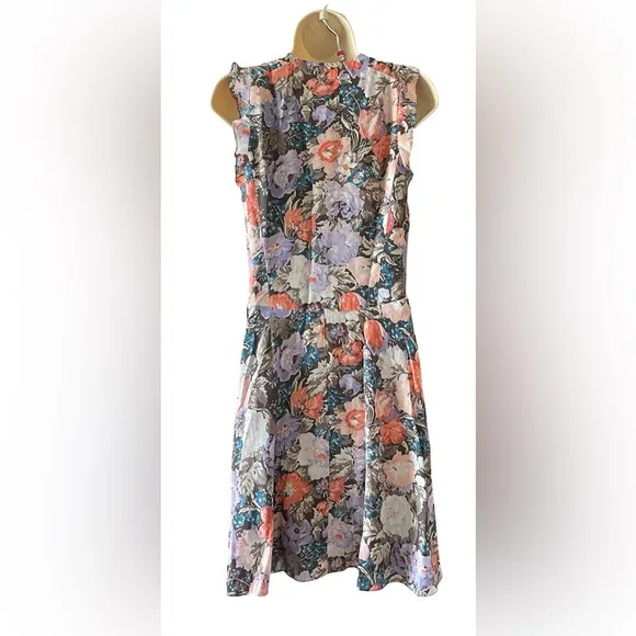 Rebecca Taylor Penelope 100% Silk Floral Dress Lined Fit &amp; Flare Size 2 EUC