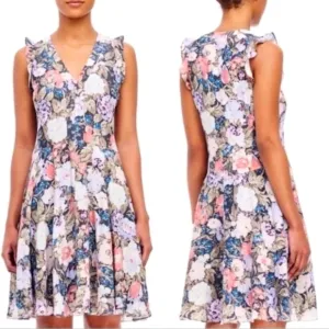 Rebecca Taylor Penelope 100% Silk Floral Dress Lined Fit &amp; Flare Size 2 EUC