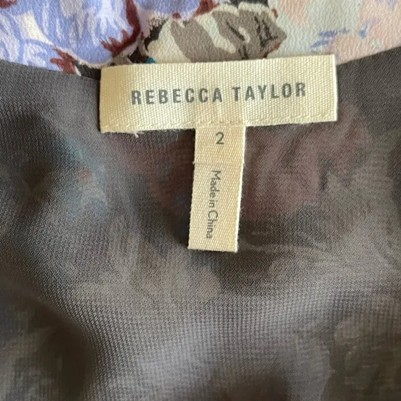Rebecca Taylor Penelope 100% Silk Floral Dress Lined Fit &amp; Flare Size 2 EUC