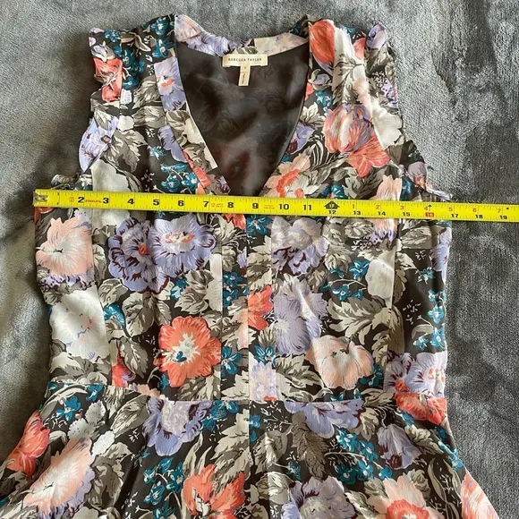 Rebecca Taylor Penelope 100% Silk Floral Dress Lined Fit &amp; Flare Size 2 EUC