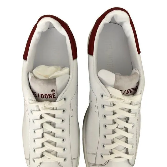 RE/DONE Tennis Sneakers Leather Low Top Trainer Shoes White Red NWOB Size 11