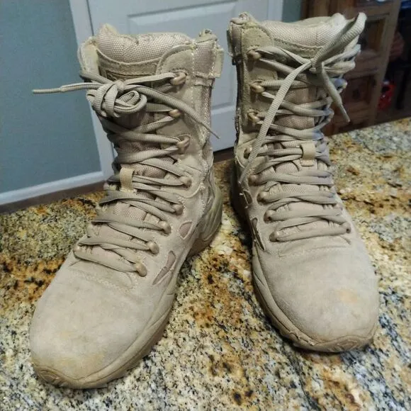 Reebok Rapid Response Tactical Boots Tan Beige 8&quot; Leather Men’s 5M Women’s 7M 7
