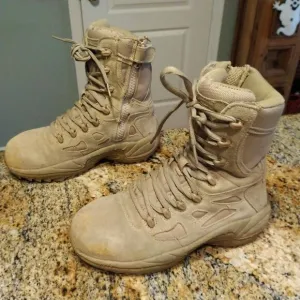 Reebok Rapid Response Tactical Boots Tan Beige 8&quot; Leather Men’s 5M Women’s 7M 7