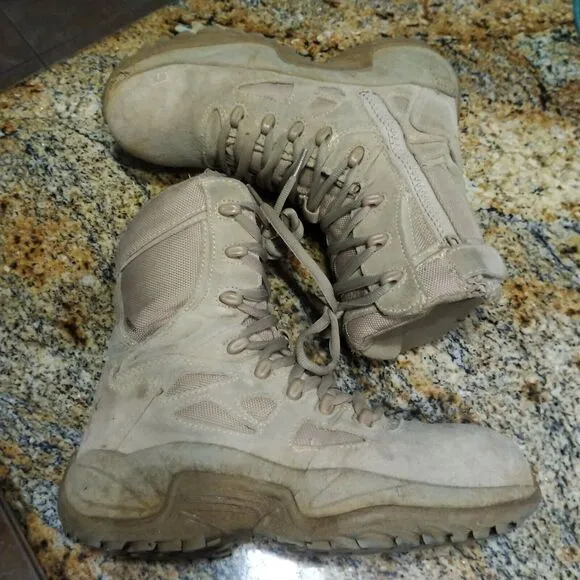 Reebok Rapid Response Tactical Boots Tan Beige 8&quot; Leather Men’s 5M Women’s 7M 7