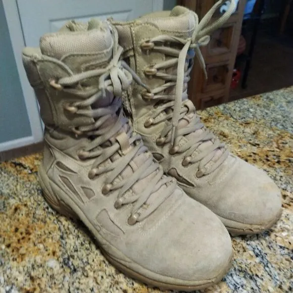 Reebok Rapid Response Tactical Boots Tan Beige 8&quot; Leather Men’s 5M Women’s 7M 7