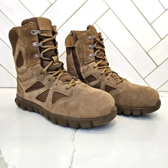 Reebok Tatical Boots Men's Size 5 Coyote Brown Combat Composit Toe Side Zip